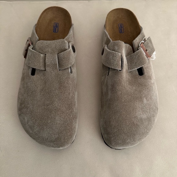 Birkenstock Boston Soft Footbed Suede Leather Taupe Narrow Sz EU 41/ W10M8 NWOB - Picture 5 of 8